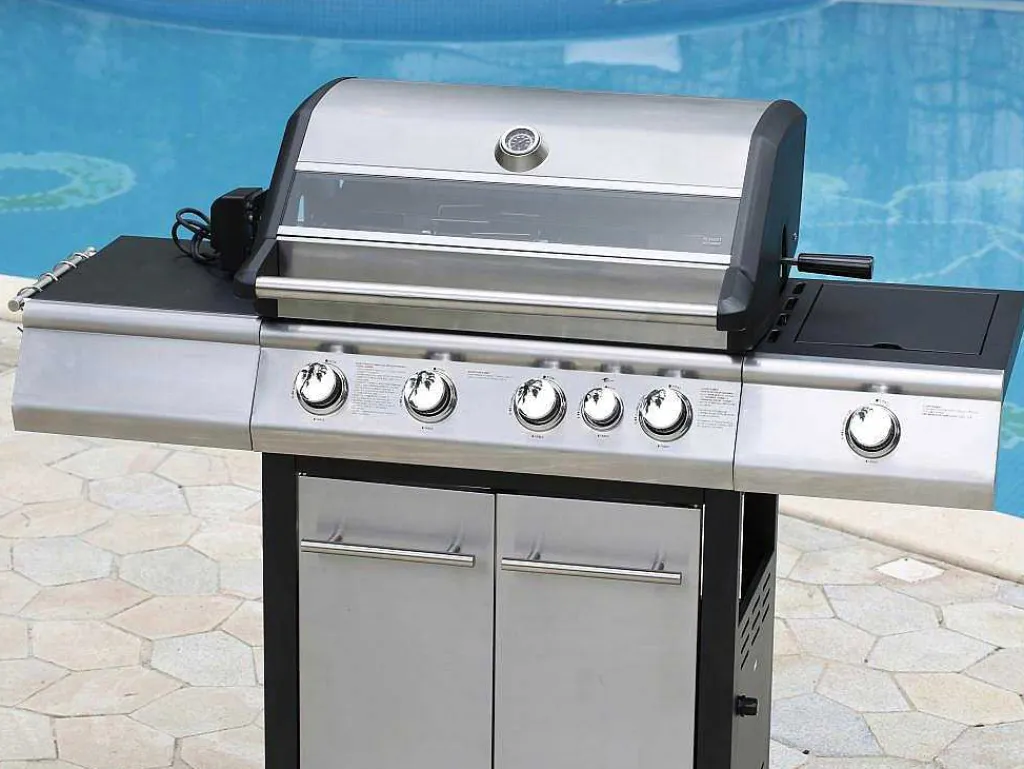 Barbecue Op Gas Met 4 Branders, 1 Rechaud Aan De Zijkant En 1 Grill 148 X 56 X 121 Cm - Roasty-Vente-unique Best