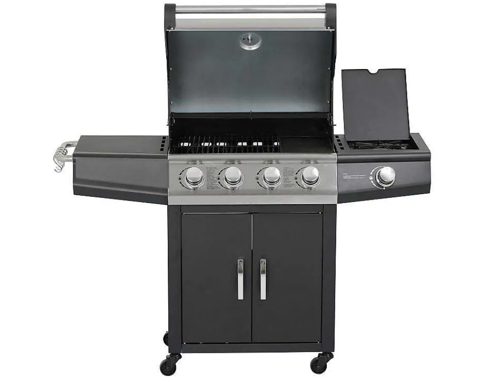 Barbecue Op Gas Met 4 Branders En 1 Rechaud Aan De Zijkant 143 X 54 X 115 Cm - Smoky-Vente-unique New