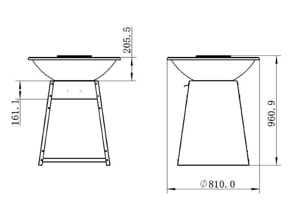 Barbecue/Plancha/Vuurkorf Van Staal - L81 X B81 X D96 Cm - Zwart - Corvera-Vente-unique Discount
