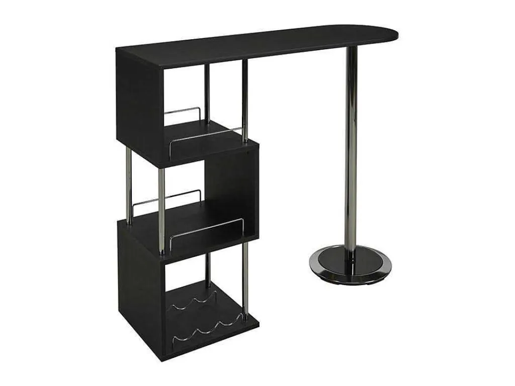 Barmeubel Aliseto - Mdf En Verchoomd Metaal - Zwart-Vente-unique Best