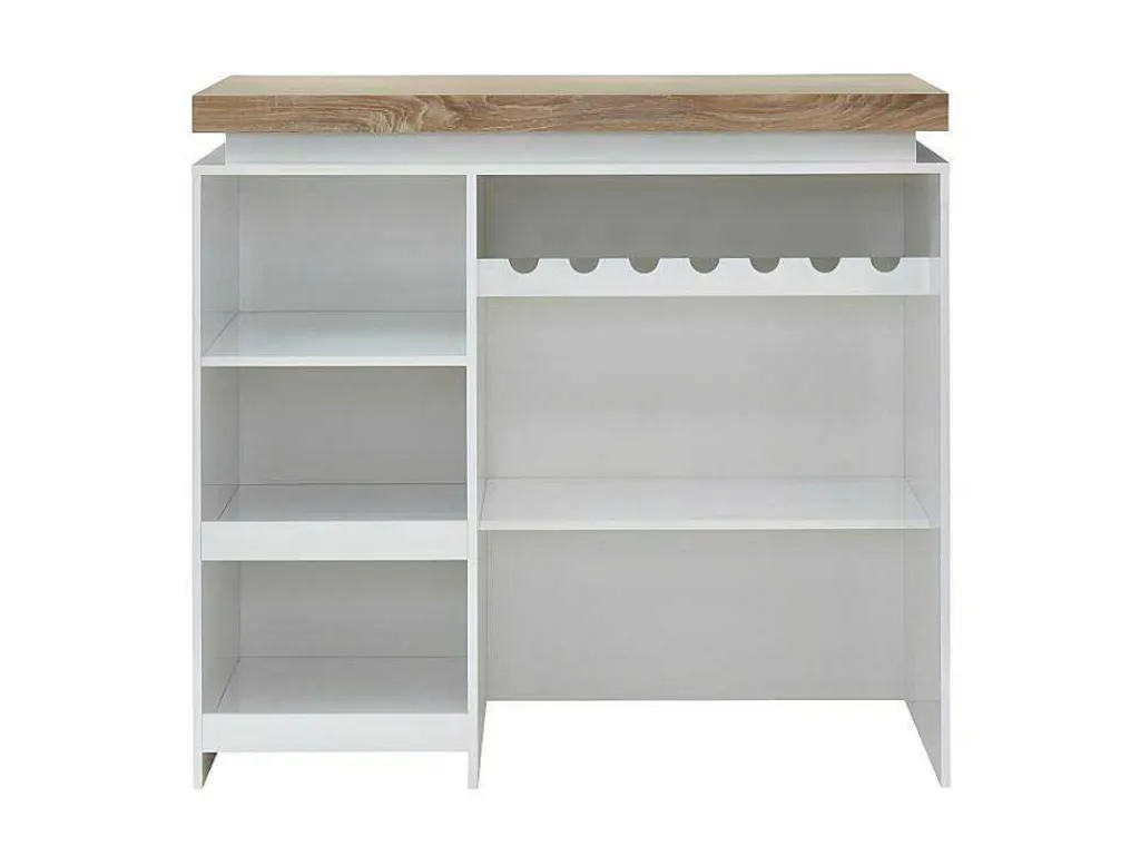 Barmeubel Halo Ii - Wit Gelakt Mdf - Leds - Wit En Eik-Vente-unique New