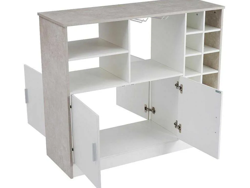 Barmeubel, Laag Dressoir Met Opbergruimte - Mdf - Eigentijdse Stijl - Kleuren: Grijs En Wit-Vente-unique Sale