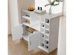Barmeubel, Laag Dressoir Met Opbergruimte - Mdf - Eigentijdse Stijl - Kleuren: Grijs En Wit-Vente-unique Sale