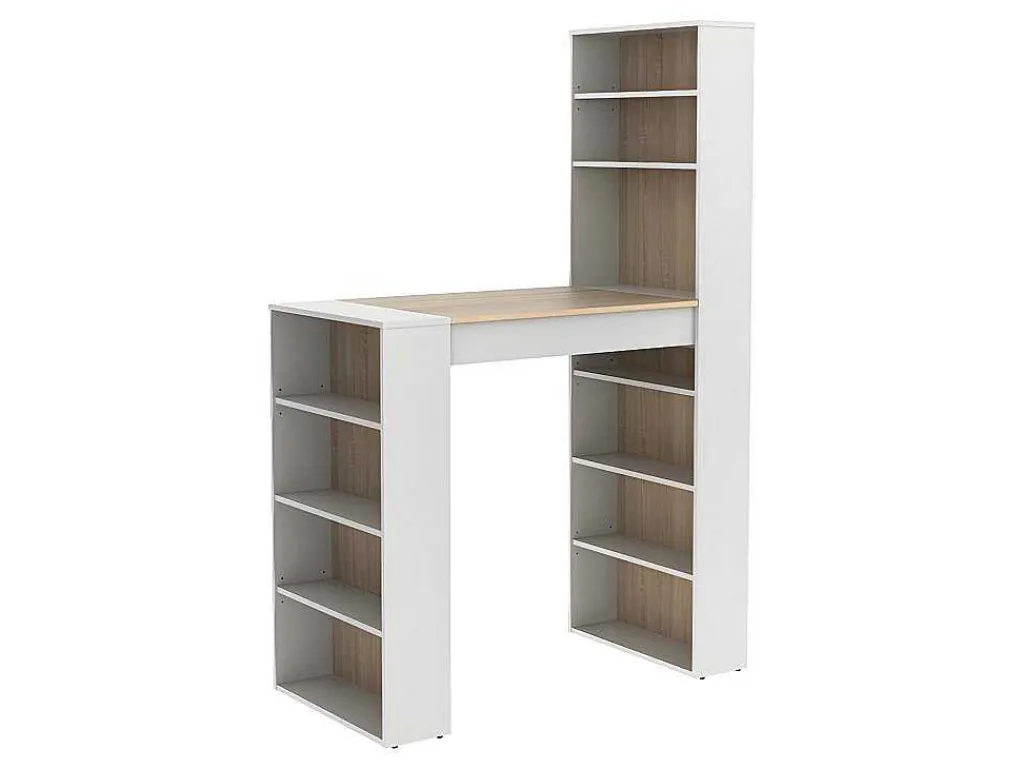 Barmeubel Met Opbergruimtes - Mdf - Naturel En Wit - Skarn-Vente-unique Discount