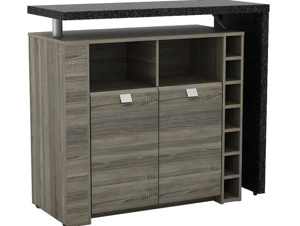 Barmeubel Meteorite - 2 Deuren & 2 Nissen - Mdf Blad Met Granieteffect-Vente-unique Discount