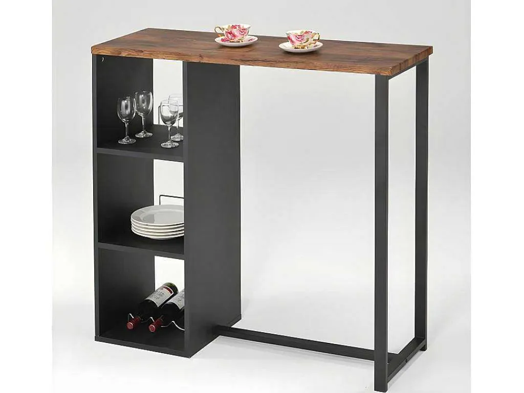 Barmeubel Morena - Metaal En Mdf - Blad Walnoteneffect-Vente-unique Sale