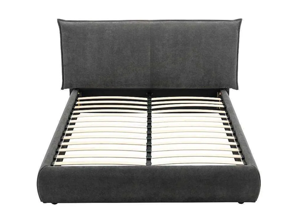 Bed 160 X 200 Cm - Ribfluweel - Antraciet - Sonetri-Vente-unique Best
