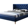 Bed 140 X 190 Cm Met Hoofdbord Met Capitonnage - Velours - Koningsblauw - Enodi-Vente-unique Online