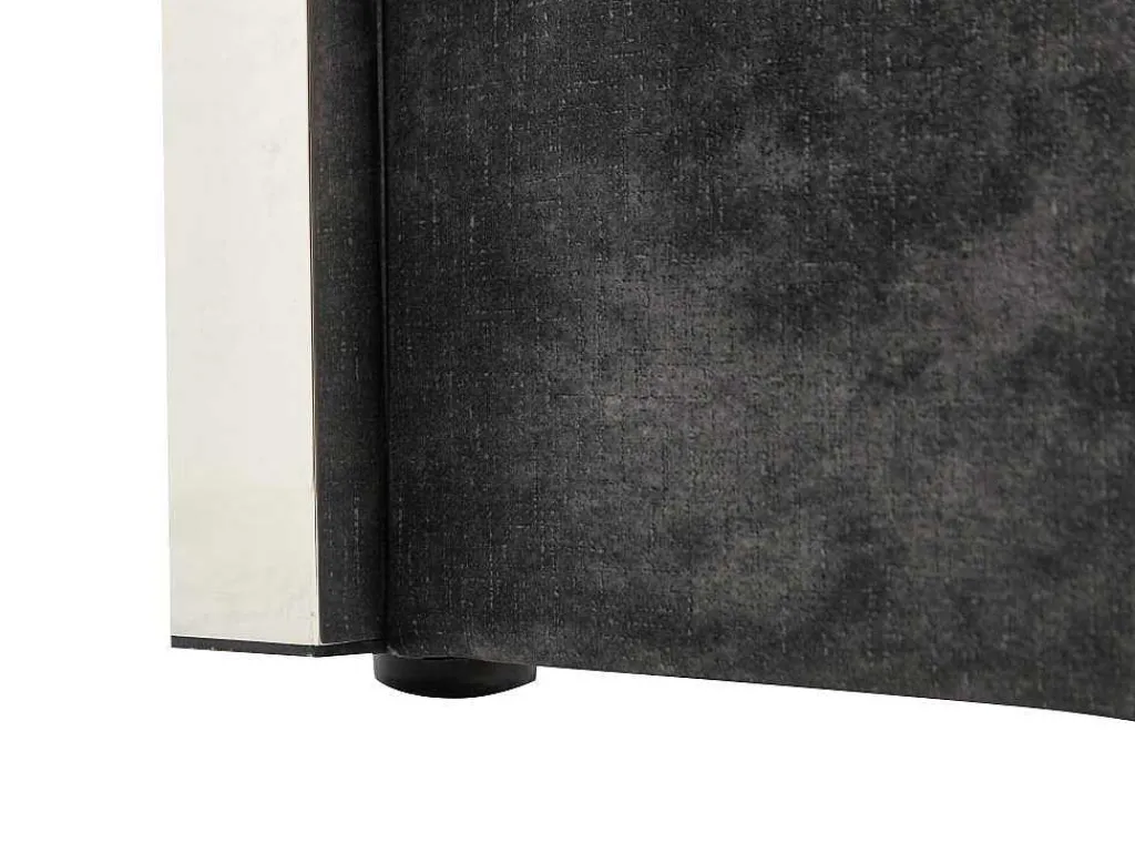 Bed 160 X 200 Cm Met Hoofdbord Met Verticale Stiksels - Velours - Antraciet - Feroya-Vente-unique Best