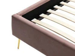 Bed 140 X 190 Cm Met Hoofdbord Met Golfpatroon - Velours - Oudroze + Matras - Sagali-Vente-unique Discount