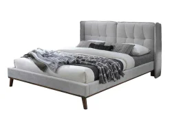 Bed 140 X 200 Cm Met Hoofdbord Met Capitons - Linnen - Lichtgrijs - Kerano-Vente-unique Clearance