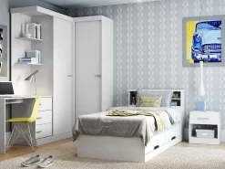 Bed Boris Met Laden En Opbergruimte - Wit - 90X190 Cm-Vente-unique Online