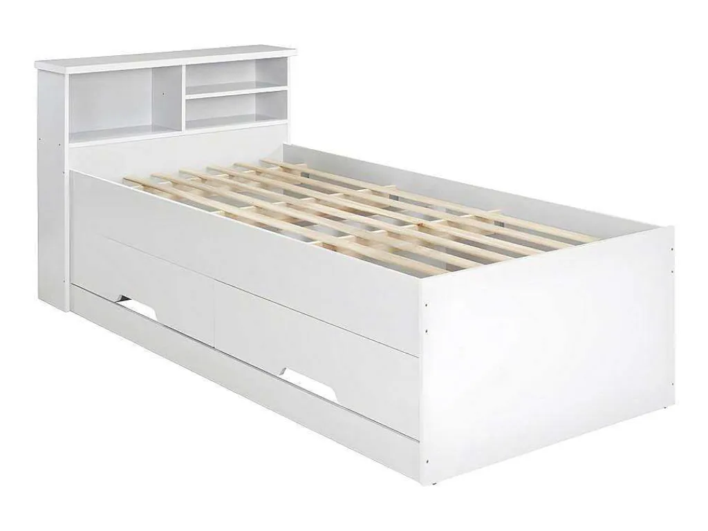 Bed Boris Met Laden En Opbergruimte - Wit - 90X190 Cm-Vente-unique Online
