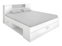 Bed Leandre Met Hoofdeinde, Opbergruimte En Lades - 160 X 200 Cm - Kleur: Wit-Vente-unique Discount