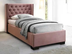 Bed Massimo Gestoffeerde Hoofdeinde Met Capitons - 90X200 Cm - Roze Fluweel-Vente-unique Online