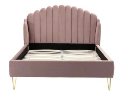 Bed Met Glooiend Hoofdeinde - 140 X 190 Cm - Fluweel - Oud Roze - Sagali-Vente-unique Best