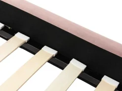 Bed Met Glooiend Hoofdeinde - 140 X 190 Cm - Fluweel - Oud Roze - Sagali-Vente-unique Best