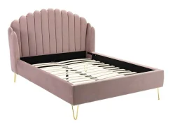 Bed Met Glooiend Hoofdeinde - 160 X 200 Cm - Fluweel - Oud Roze - Sagali-Vente-unique