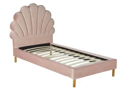 Bed Met Hoofdeinde In Schelpvorm90X190 Cm - Fluweel - Roze - Met Matras - Moana-Vente-unique New