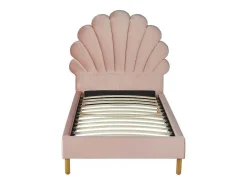 Bed Met Hoofdeinde In Schelpvorm90X190 Cm - Fluweel - Roze - Met Matras - Moana-Vente-unique New