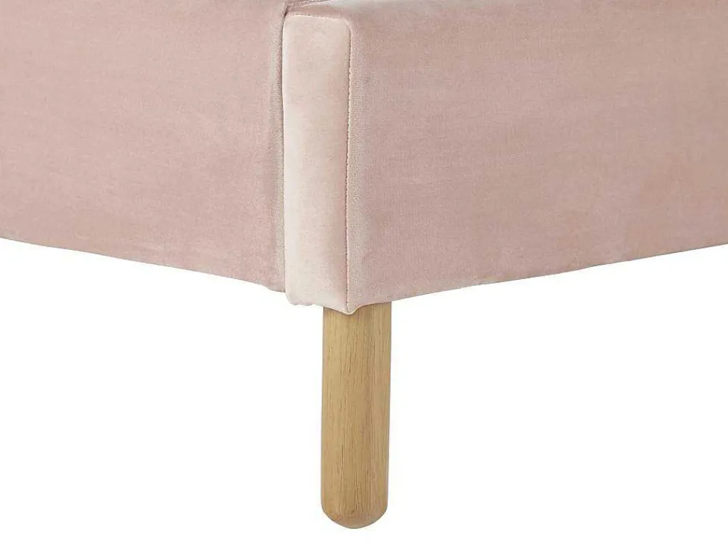 Bed Met Hoofdeinde In Schelpvorm 90 X 190 Cm - Fluweel - Roze - Moana-Vente-unique Discount