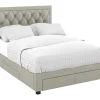 Bed Met Lades - Fluweel Champagnekleur - 140X190 Cm - Leopold-Vente-unique New
