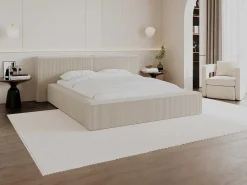 Bed Met Opbergruimte 180 X 200 Cm - Ribfluweel - Beige + Matras - Timano-PASCAL MORABITO New