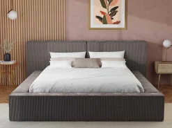 Bed Met Opbergruimte 180 X 200 Cm - Ribfluweel - Taupe + Matras - Timano-PASCAL MORABITO Clearance