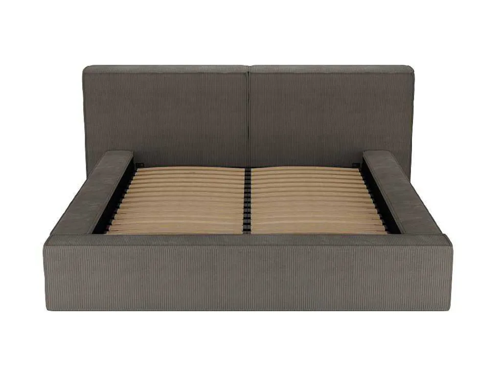 Bed Met Opbergruimte 180 X 200 Cm - Ribfluweel - Taupe + Matras - Timano-PASCAL MORABITO Clearance