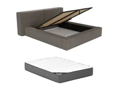 Bed Met Opbergruimte 180 X 200 Cm - Ribfluweel - Taupe + Matras - Timano-PASCAL MORABITO Clearance