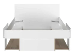 Bed Met Opbergruimte 120 X 190 Cm Wit En Houtlook Kinselia-Vente-unique Clearance