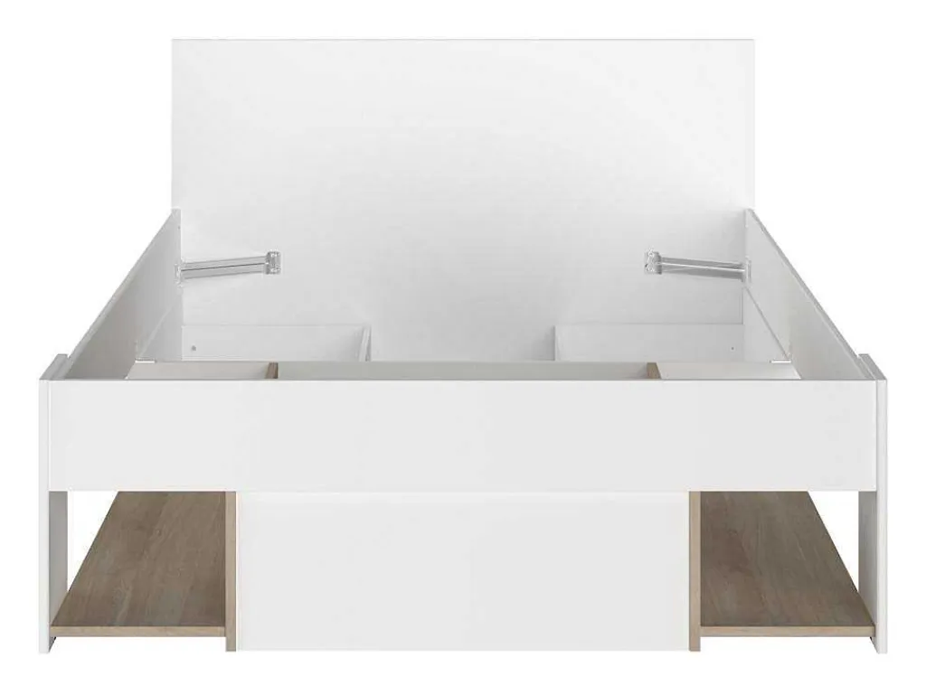 Bed Met Opbergruimte 120 X 190 Cm Wit En Houtlook Kinselia-Vente-unique Clearance