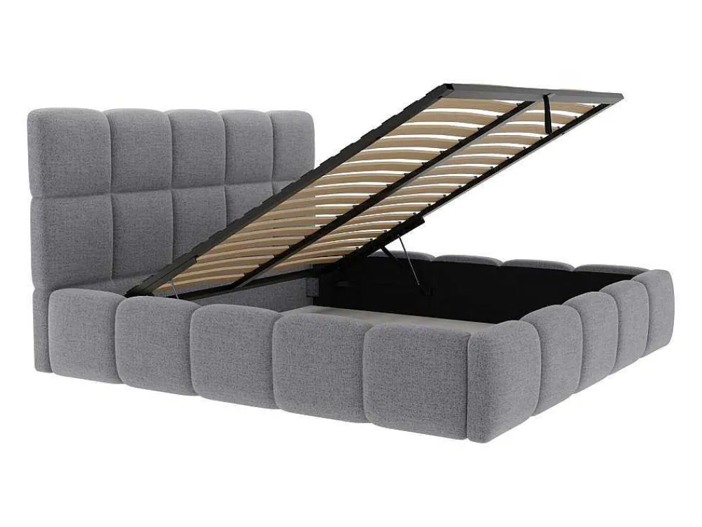 Bed Met Opbergruimte 160 X 200 Cm - Stof Met Textuur - Grijs - Damado Van-PASCAL MORABITO Discount