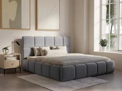 Bed Met Opbergruimte 160 X 200 Cm - Stof Met Textuur - Grijs - Damado Van-PASCAL MORABITO Discount