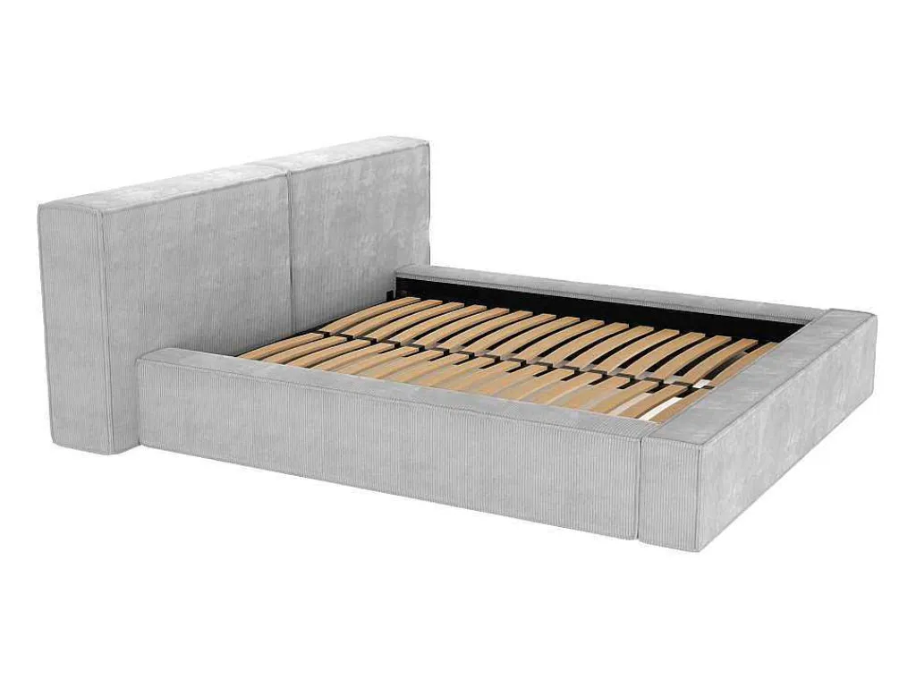 Bed Met Opbergruimte 180 X 200 Cm - Ribfluweel - Lichtgrijs - Timano - Van-PASCAL MORABITO Outlet