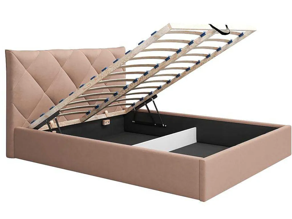 Bed Met Opbergruimte 160 X 200 Cm - Velours - Beige - Stari Van - Van-PASCAL MORABITO Hot