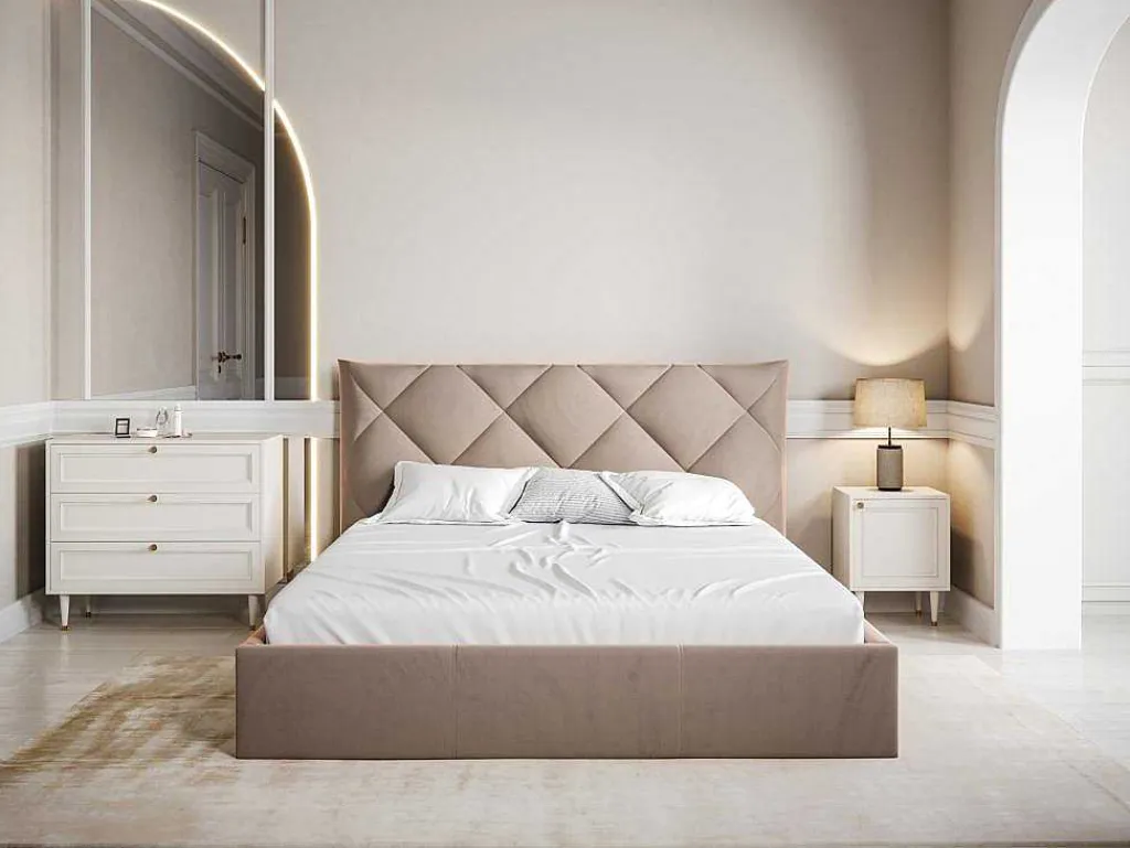 Bed Met Opbergruimte 160 X 200 Cm - Velours - Beige - Stari Van - Van-PASCAL MORABITO Hot