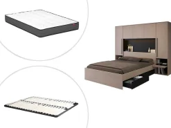 Bed Met Opbergruimte 160 X 200 Cm - Met Ledverlichting - Kleur: Naturel En Zwart + Bedbodem - Velona-Vente-unique Online