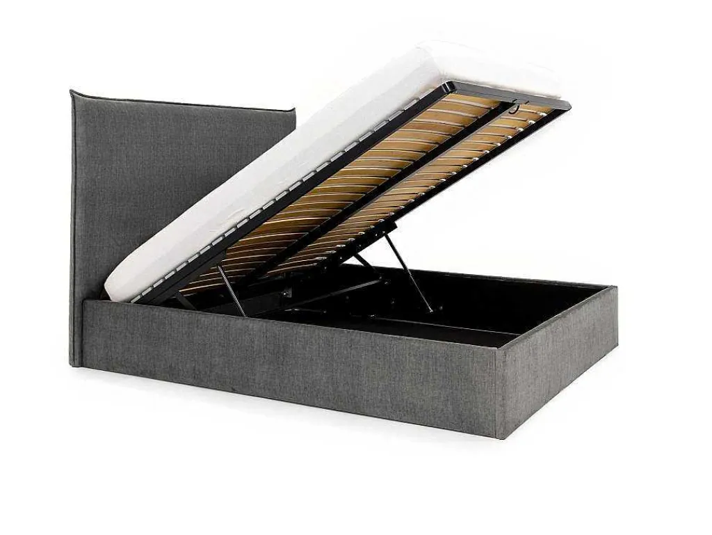 Bed Met Opbergruimte 140 X 200 Cm - Velours - Grijs - Soryo - Van-PASCAL MORABITO Discount