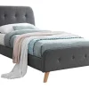 Bed Romeo Met Gestoffeerde Hoofdeinde - 90 X 190 Cm - Grijze Stof-Vente-unique Best
