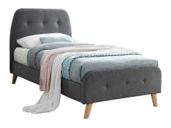 Bed Romeo Met Gestoffeerde Hoofdeinde - 90 X 190 Cm - Grijze Stof-Vente-unique Best
