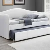 Bedbank Met Uitschuifbed Mathilde - 2 X 90 X 190Cm - Kunstleer - Wit-Vente-unique Best