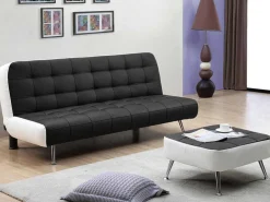 Bedbank Van Kunstleer Murni En Poef - Zwart-Vente-unique Best