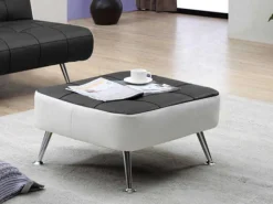 Bedbank Van Kunstleer Murni En Poef - Zwart-Vente-unique Best