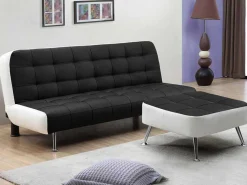 Bedbank Van Kunstleer Murni En Poef - Zwart-Vente-unique Best