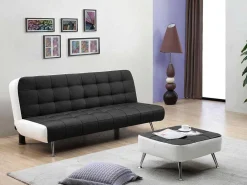 Bedbank Van Kunstleer Murni En Poef - Zwart-Vente-unique Best