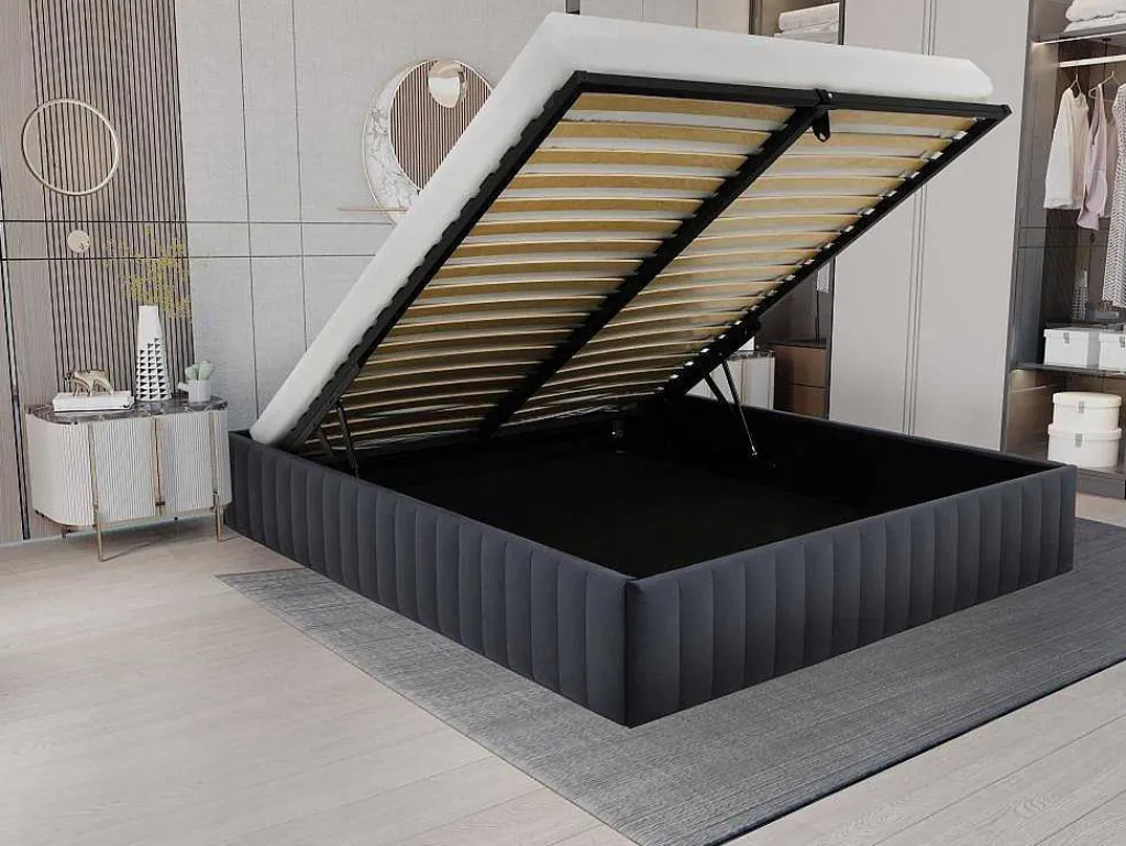 Bedbodem Met Opbergruimte 160 X 200 Cm Van Grijs Velours - Sethi Van Dreamea-Ysmée Discount