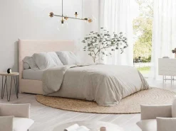 Bedhoofd 180 Cm - Ribfluweel - Beige - Ambrilia-Vente-unique Outlet