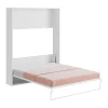 Bedkast 160 X 200 Cm Verticaal Manueel Te Openen Wit Met Matras Malina Ii-Vente-unique Sale