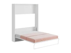 Bedkast 160 X 200 Cm Verticaal Manueel Te Openen Wit Met Matras Malina Ii-Vente-unique Sale